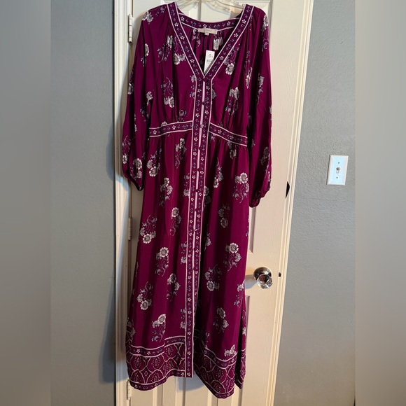 LOFT Plum Floral Maxi Dress - Picture 6 of 16